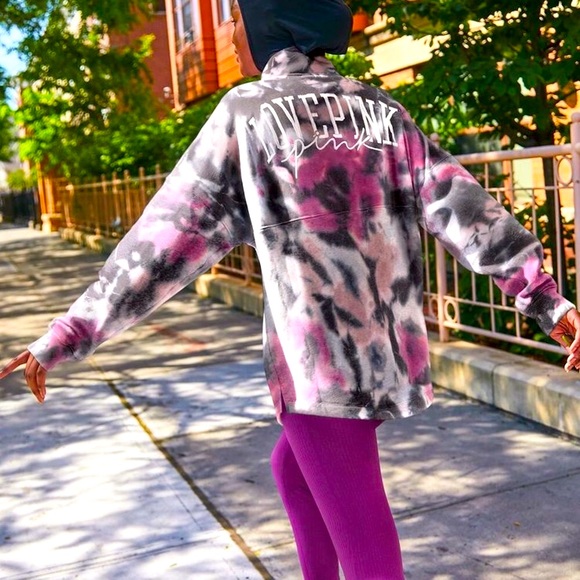 NEW!!  VS PINK tie dye varsity half zip! - Picture 2 of 14